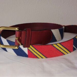 Tucke Blair Men's Multi Color Stripe Belt with Leather Trim Brass Hardware NWOT
